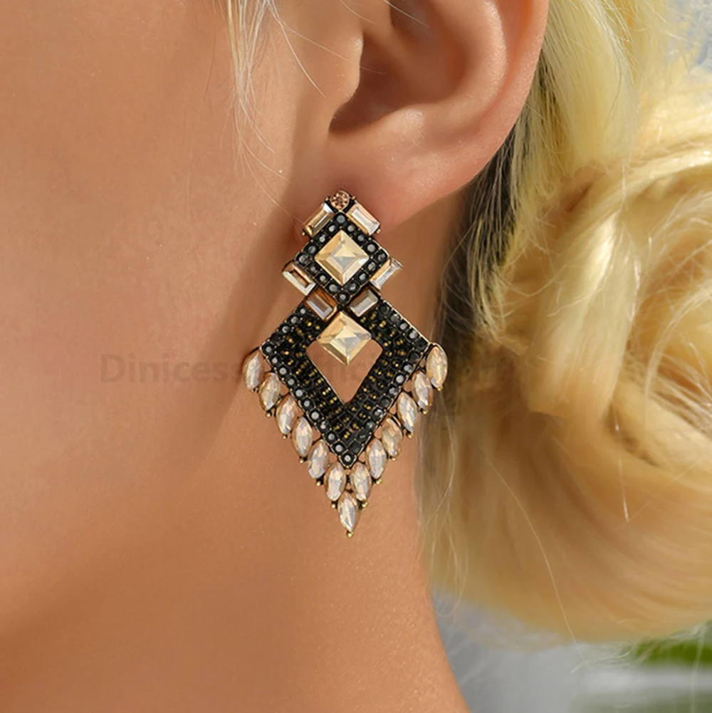 Fashion Vintage Geometric Decor Dangle Drop Earrings For Women Trend Luxury Design Brand Unusual Party Jewelry Ear Accessories