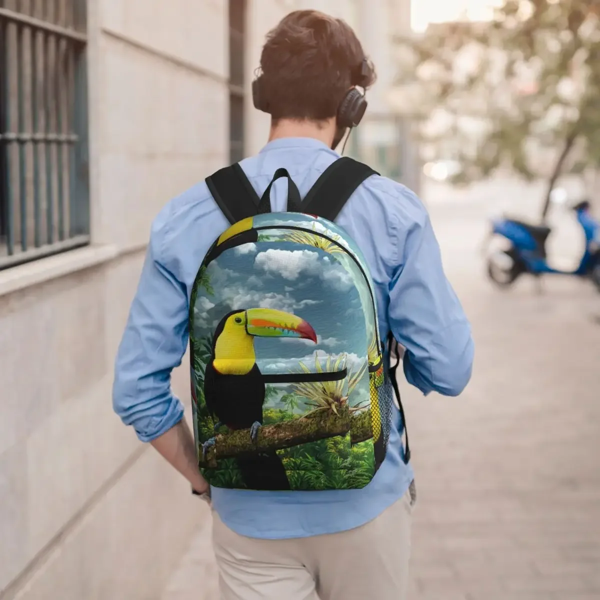 Vibrant Tropical Parrot Toco Toucan Backpack Boys Girls BookBag Kids School Bag Laptop Shoulder Bags for Men Women