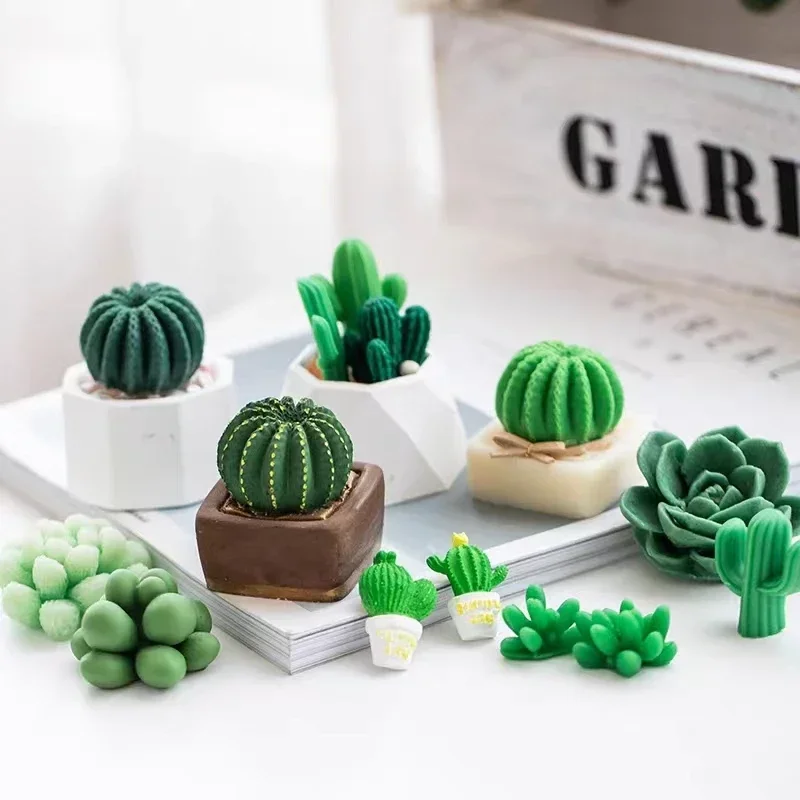 3D Scented Plaster Candle Mold Simulation Succulent Plants Silicone Mold Soft Candy Chocolate Cake Stencil Handmade Soap Making