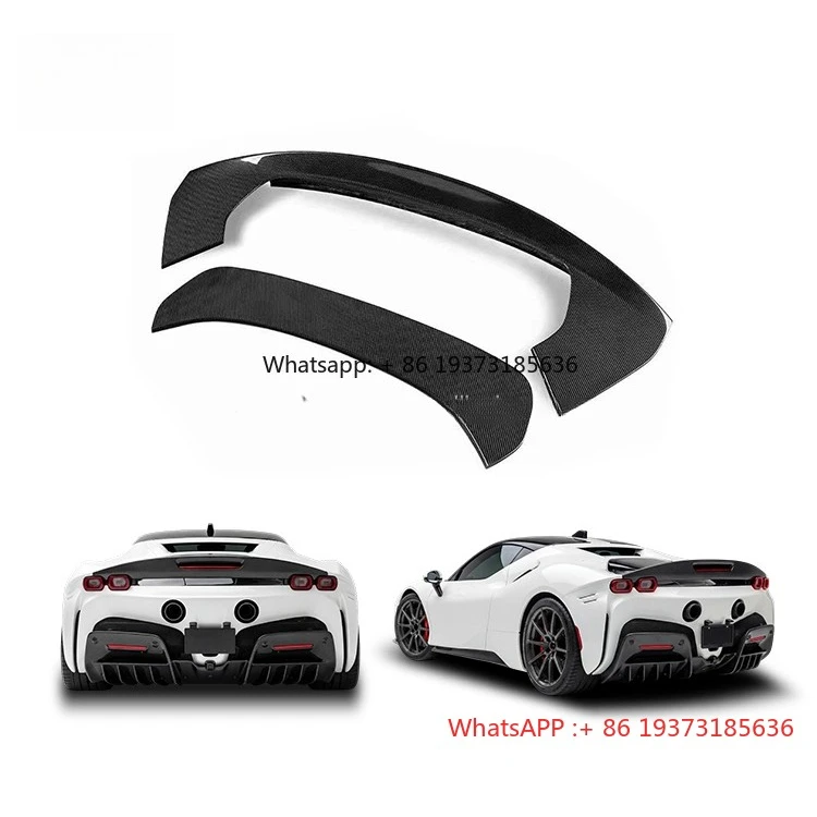 Car Accessories Car Parts for Ferrari SF90 M Style Dry Carbon Fiber Rear Spoiler OEM Body Wing 100% Fit 2019-2022
