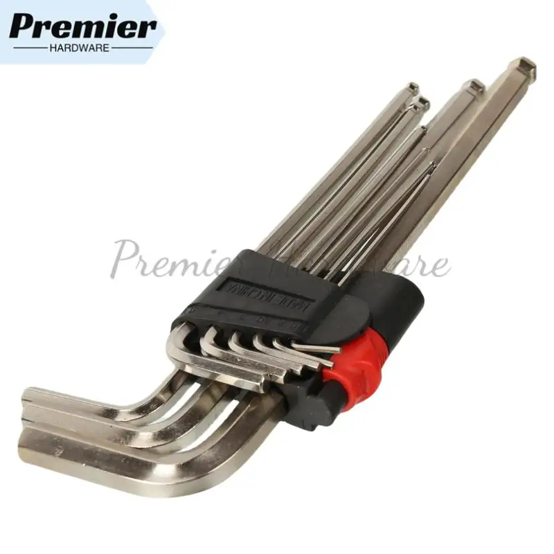 

9-piece set of hexagonal wrench metric wrench inch wrench L-shaped wrench size hexagonal short arm tool set