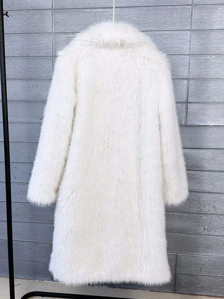 ZADORIN Women Long Fluffy White Faux Fur Coat 2024 Winter Lapel Thick Warm Faux Fur Jackets Coats for Womens Jacket Outerwears