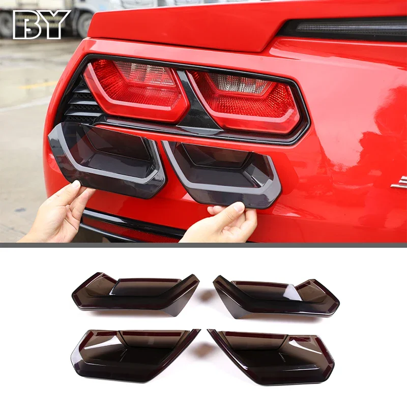 

4pcs Automobile Lamp Trim Cover Black Tail Light Cover Trim Sticker For Chevrolet Corvette C7 2014-2019 Auto Exterior Accessory