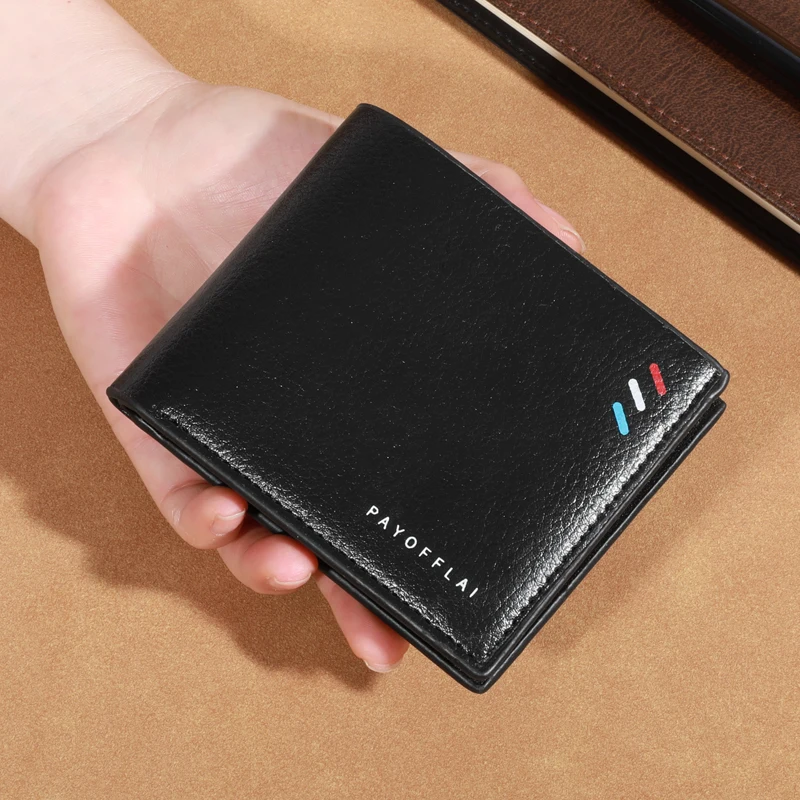 Men's Simple PU Leather Short Bifold Wallet, Minimalist Wallet With Card Slots, Gift For Men