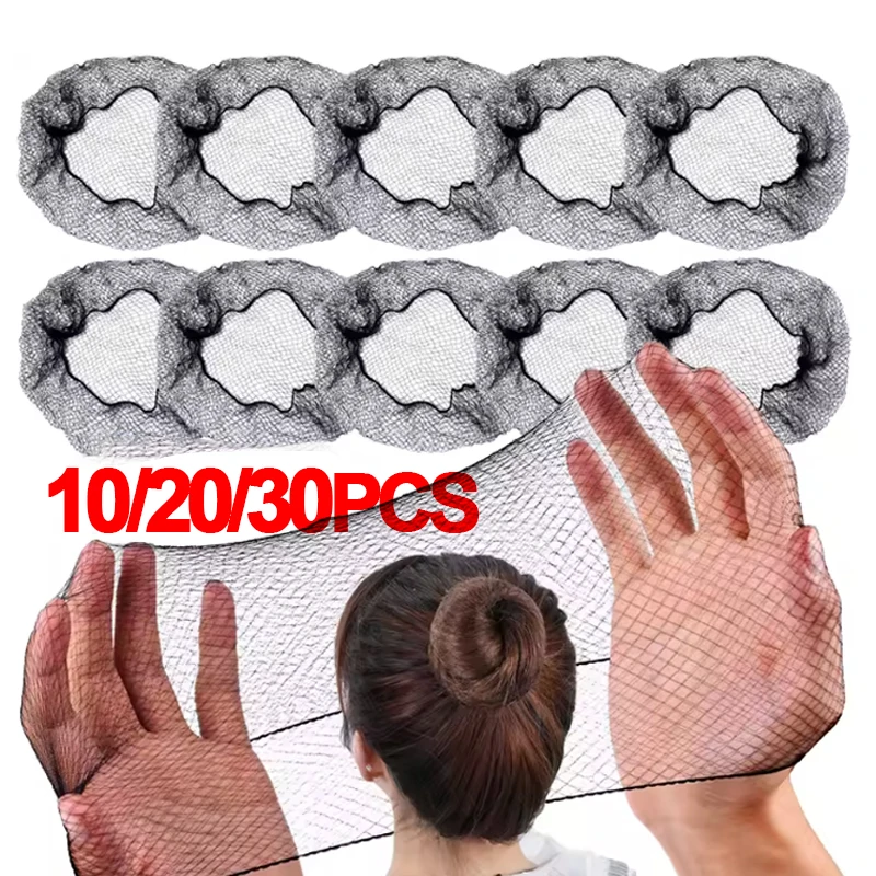 

10/20/30Pcs Durable Nylon Hair Net For Bun Hair Hair Style Tool Black Brown Hair Net For Wigs Mesh Hair Styling Hairnets 30-80cm