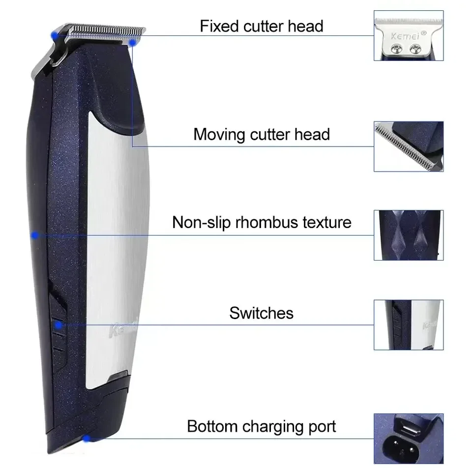 Kemei KM-5021 Electric Hair Clipper Professional Hair Cutting Kit USB Cable Rechargeable Bald Head Men's Hair Trimmer Machine