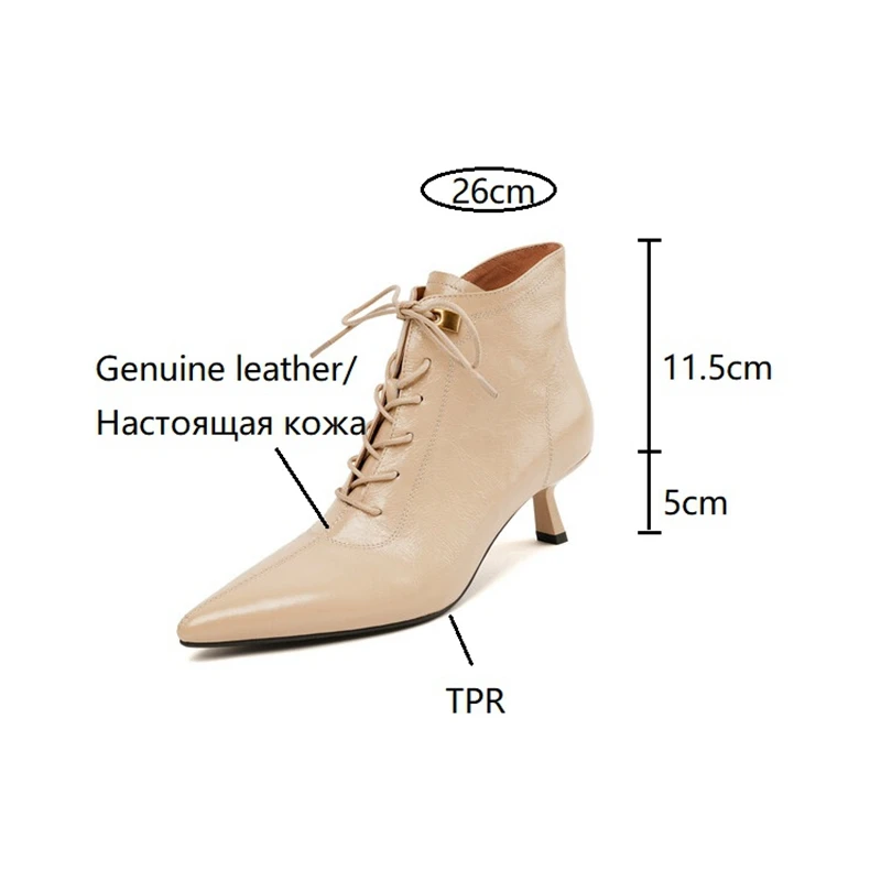 NEW Autumn Women Boots Pointed Toe Thin Heel Boots Genuine Leather Shoes for Women Elegent Zipper Ankle Boots Solid Winter Boots