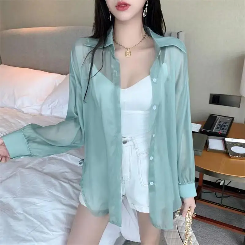 Sun-proof Shirts Women Summer S-3XL Casual Fashion Outerwear Thin Breathable Loose All-match Korean Style Ladies Femme Wear A310