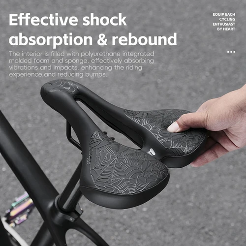 Imagen 2 del producto Sillín de bicicleta cómodo a prueba de golpes asientos de bicicleta MTB carretera hueco transpirable sillín de bicicleta de montaña cojín de ciclismo con luz trasera