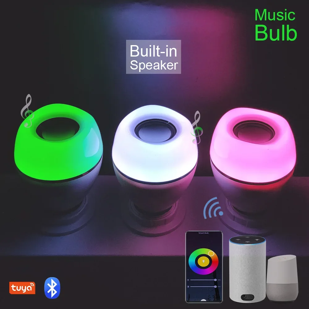 หลอดไฟ SPEAKER Musik LED E27บลูทูธพร้อมเสียงเบสหนัก3D ไฟ E26ไฮไฟอัจฉริยะไฟ AC110เสียงทุ้ม AC220V 7วัตต์