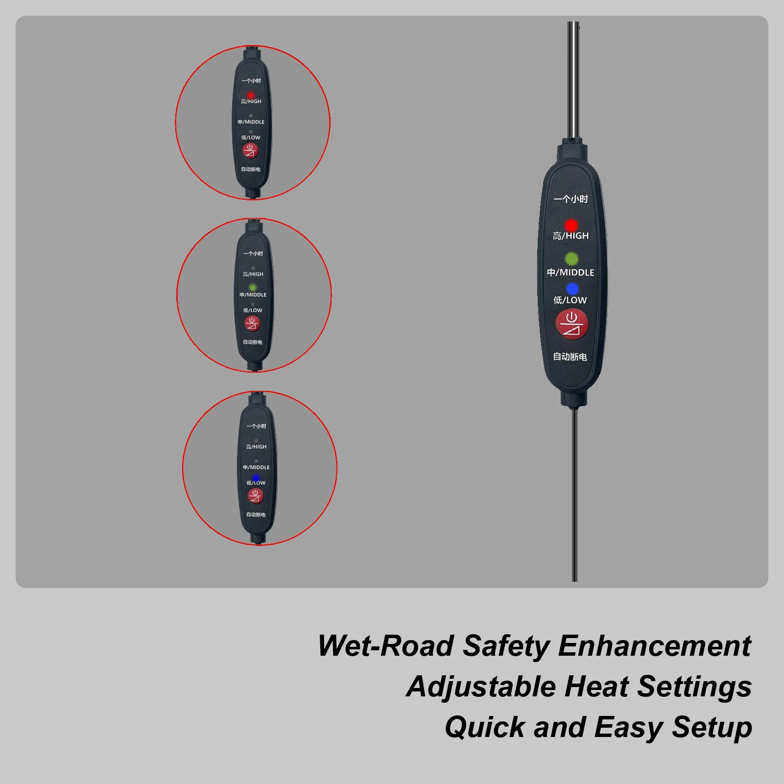

Motorcycle Heated Grips 3-Temp Anti-Slip Wrap Fast Heating Motorcycle Handle Cover For Outdoor Riding During Commuting Touring