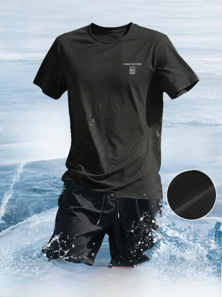 

Jeanswest Ice Silk Men's Baskeall orm Bla Fitn Summer Sportswear ort Sve T-irt orts Youth Faion Set