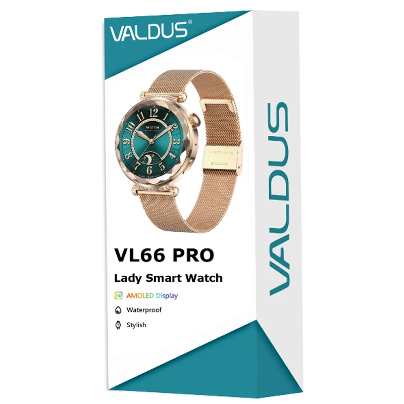 VALDUS スマートウォッチ女性フィットネス Bluetooth 通話 IP68 防水 AMOLED スクリーン長いバッテリー寿命スポーツ 2025 VL66 プロスマートウォッチ