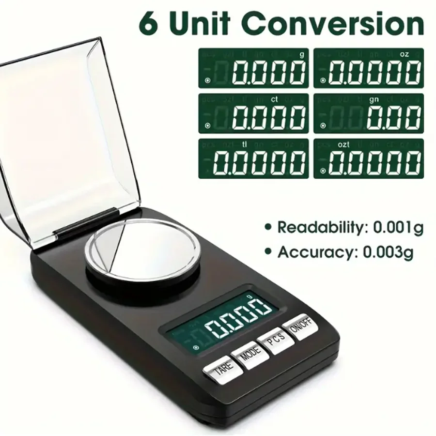 High Precision USB Charging Jewelry Scale 0.01g Mini Electronic Pocket LCD Accurate Digital Balance Weight Gold Diamond Scale