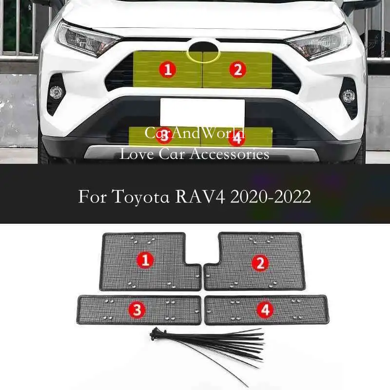 Stainless Steel Car Insect Screening Mesh Front Grille Insert Net Styling Accessories For Toyota RAV4 E+ 2016-2019 2020-2024