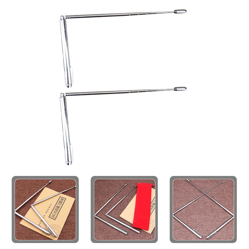 

2Pcs Stainless Steel Dowsing Rod Portable Retractable Metal Divining Tool Outdoor Water Treasure Locating Lost Items