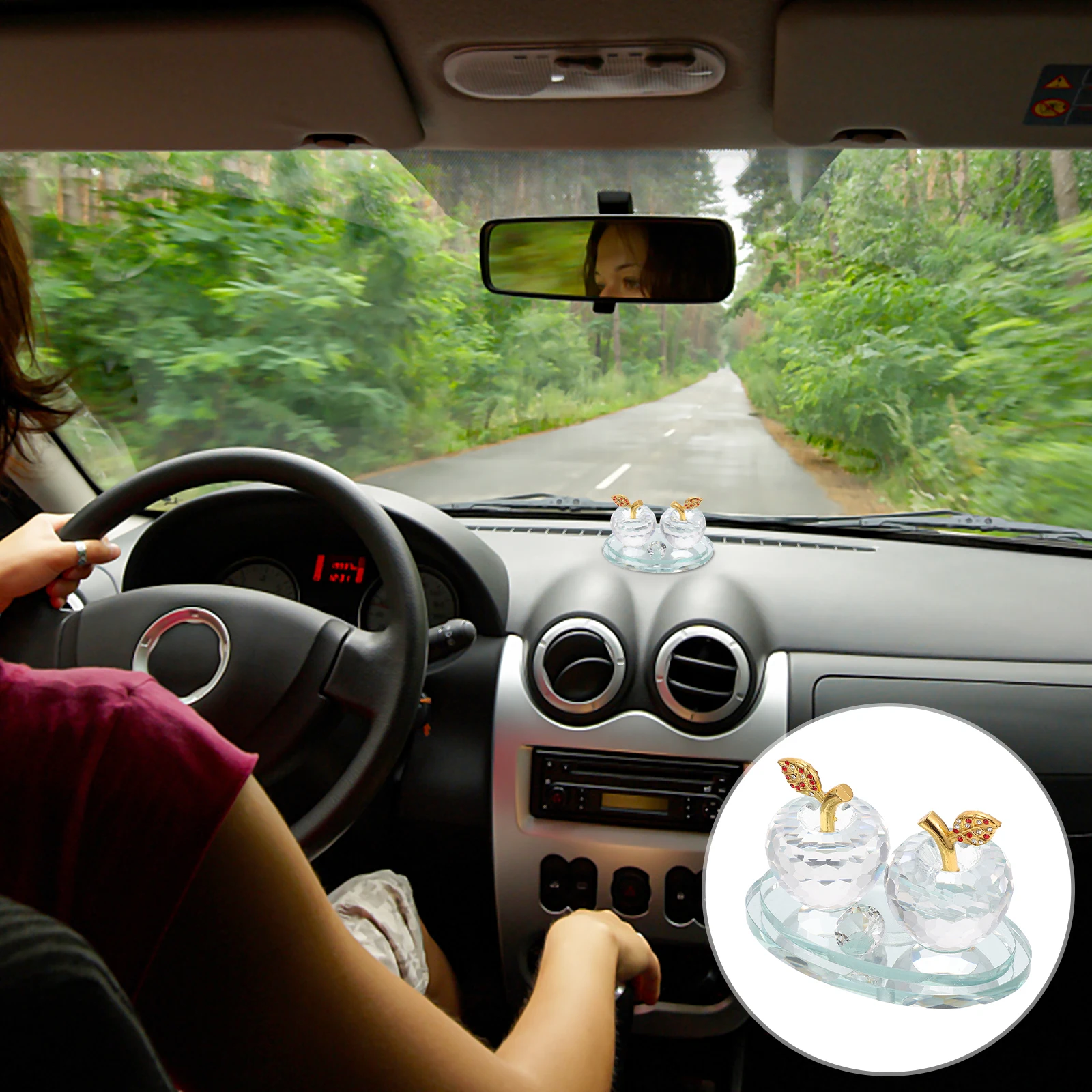 

1Pcs Crystal Apple Ornament Christmas Luck Decor Car Interior Desktop Decoration Home Office Gift Crystal Ornament