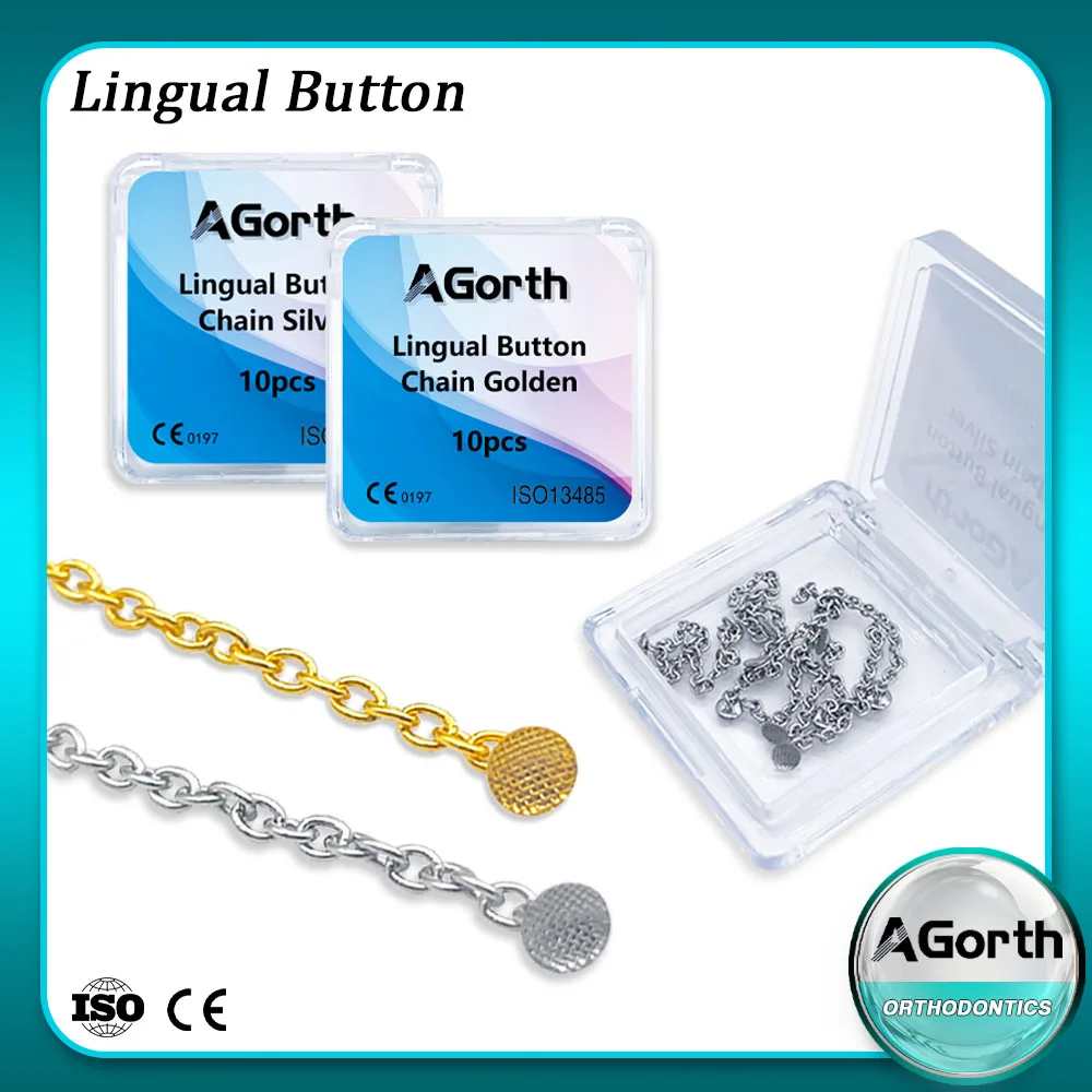 10 stücke Dental Kieferorthopädie Traktion taste kette goldene/Silber runde Mesh Basis Lingual Tasten Zahnarzt Kieferorthopädische Zubehör