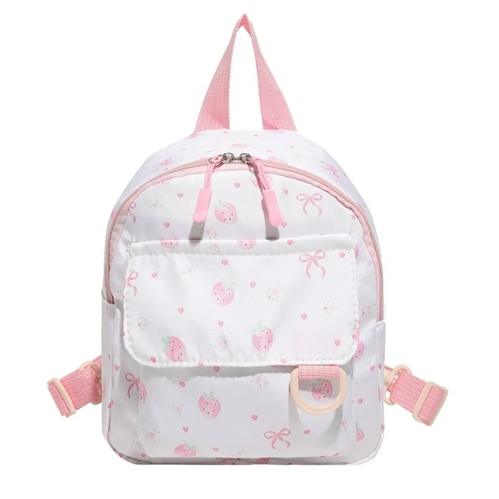 Kawaii Lightweight Mini Backpack Nylon Polyester Bowknot Printed Bag Simple Small Daypack College Students