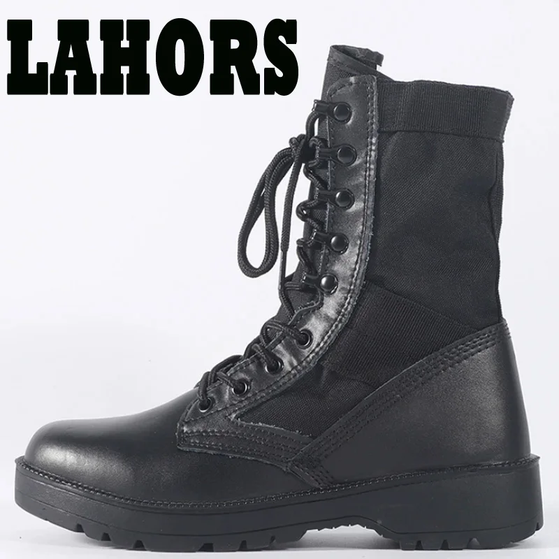 LAHORS Men Tactical Desert Boots Outdoor Combat Lightweight Non-Slip Hiking Shoes High-Top Botas Work Shoes