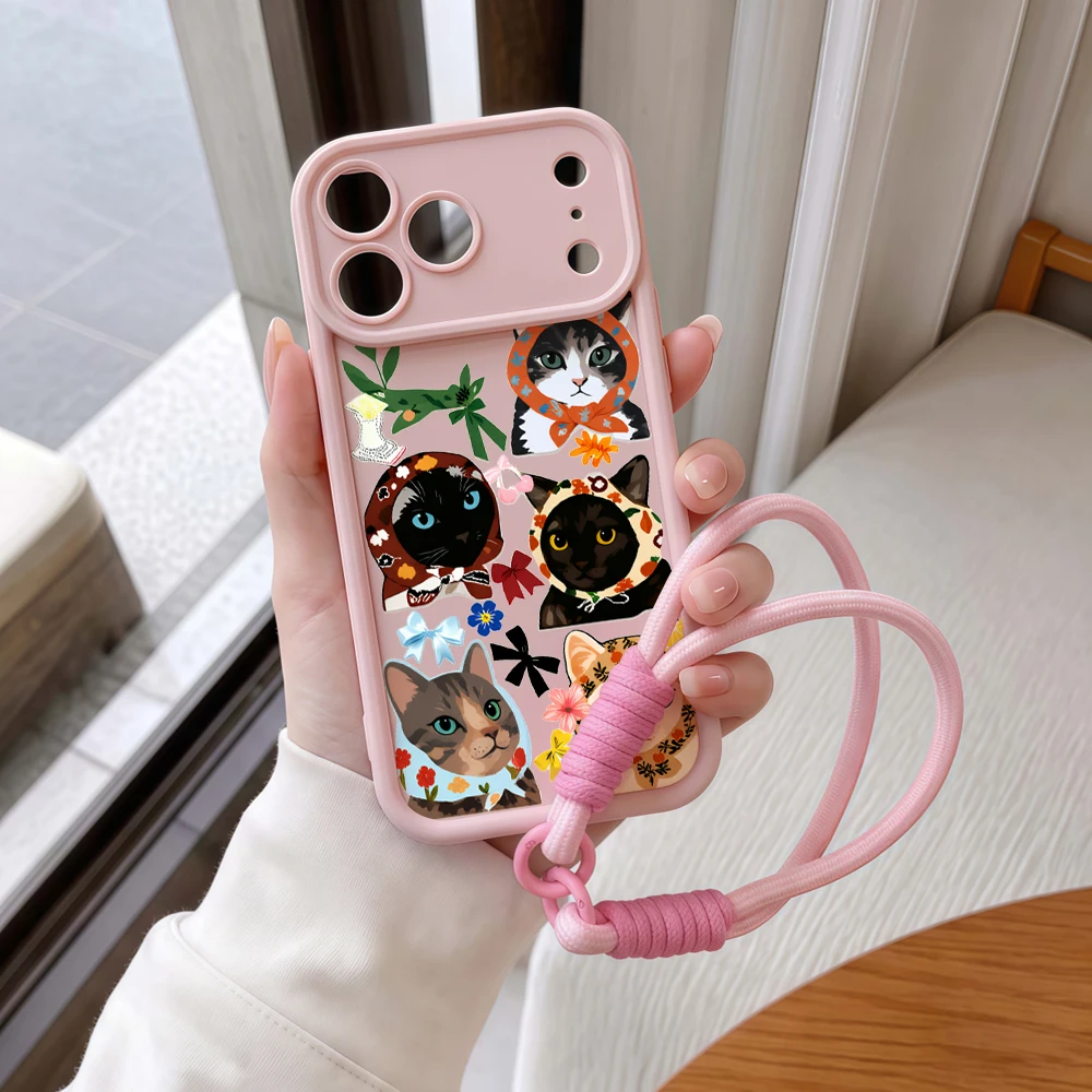 Handyhülle für Samsung Galaxy Note 20 S25 S26 Plus S24 S23 FE S25 S24 Ultra A55 A56 5G Lustiges Kopftuch Katzen-Lanyard Silikonhülle – Detail 8