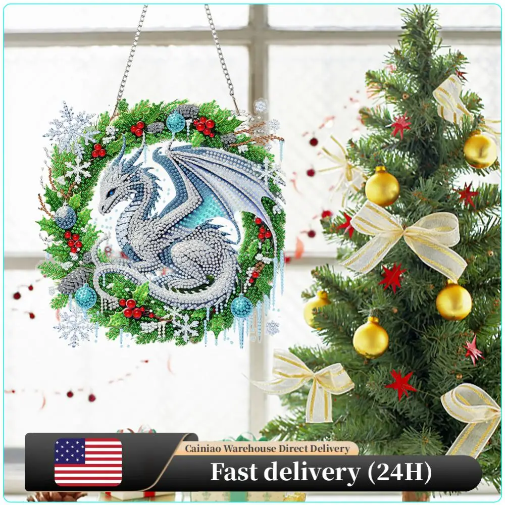 

Xmas Dinosaur Christmas Theme 2D Flat DIY Acrylic Diamond Painting Charms Kits
