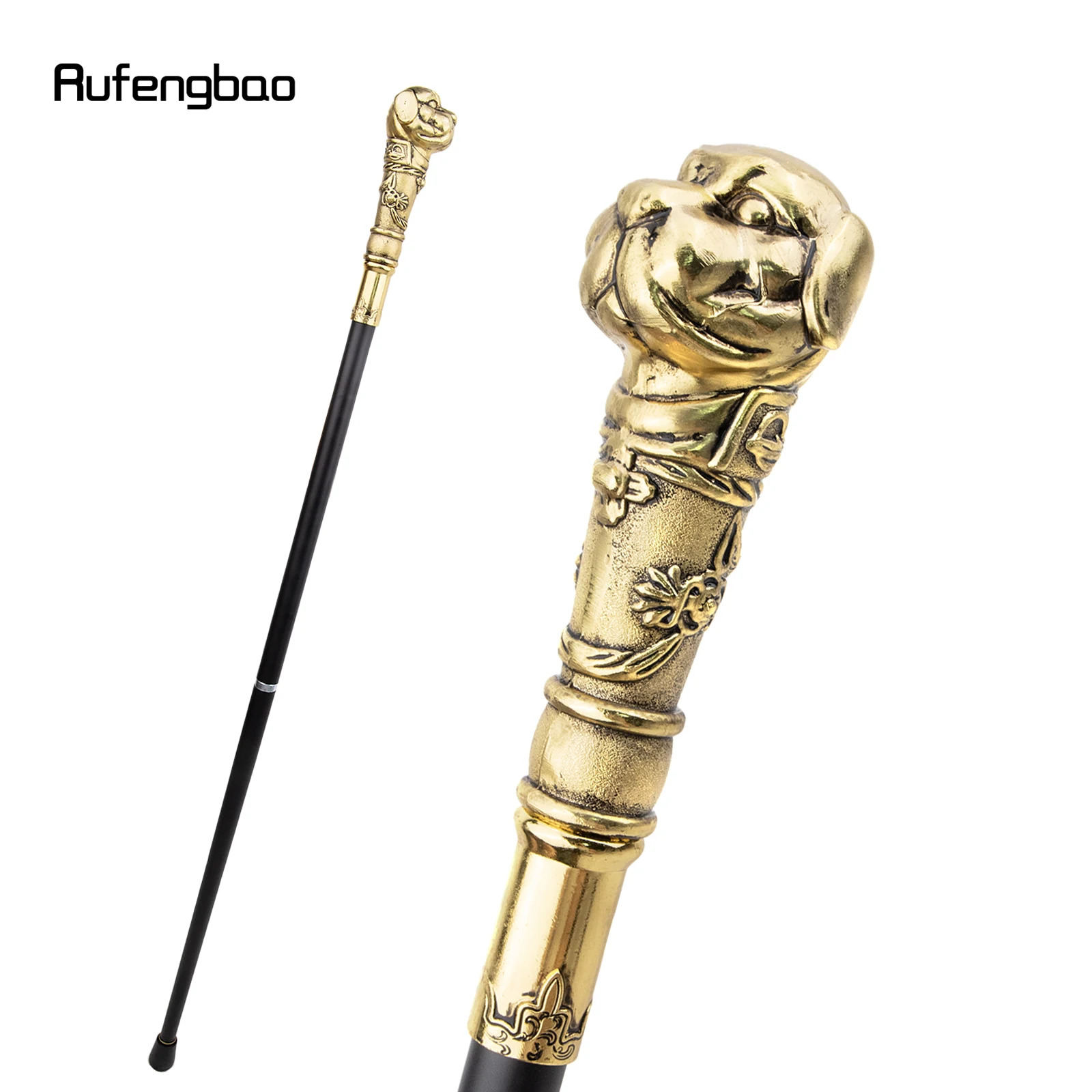 

Golden Black Puppy Bulldog Dog Walking Cane Fashion Walking Stick Gentleman Luxury Crosier Knob Walking Stick 93cm