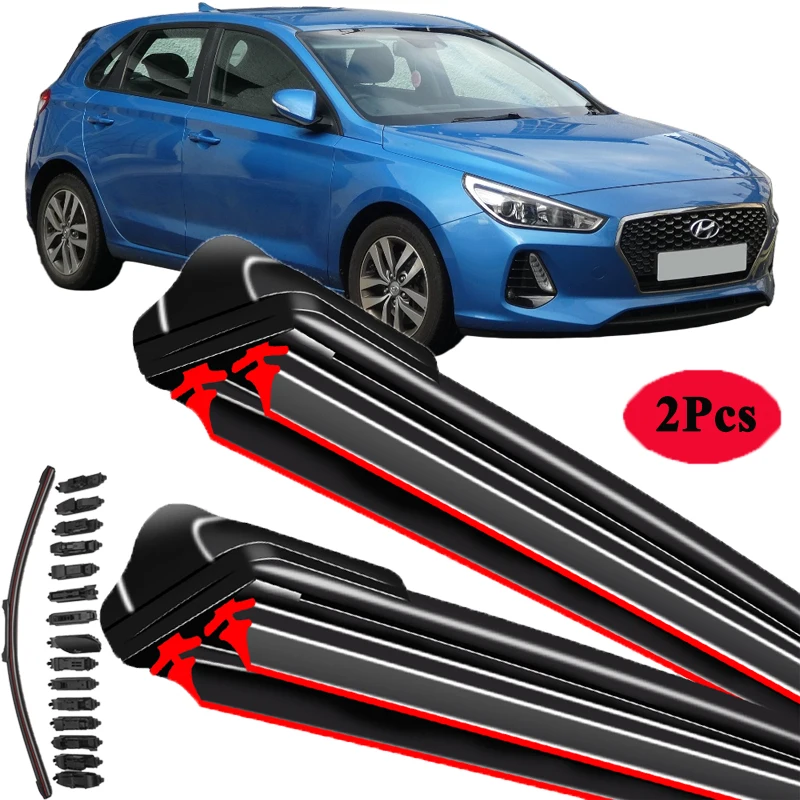 For Hyundai I30 FD GD PD Coupe Elantra GT 2007 2009 2010 2012 2013 2015 2016 2019 2020 2022 Car Double Rubber Windshield Wipers