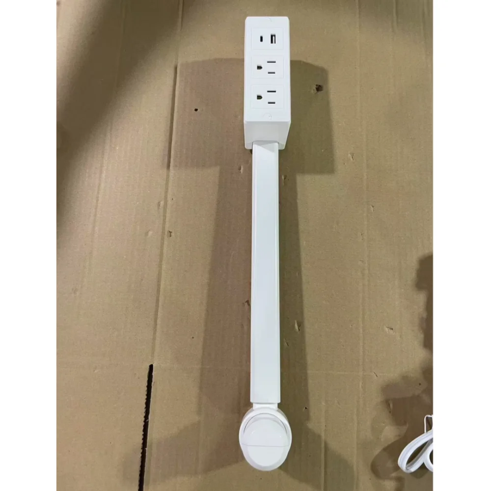Rotates 180° Electrical Outlet Extender White Adjustable Length Flat Plug Power Strip Punch-free Power Outlets Extender view 3