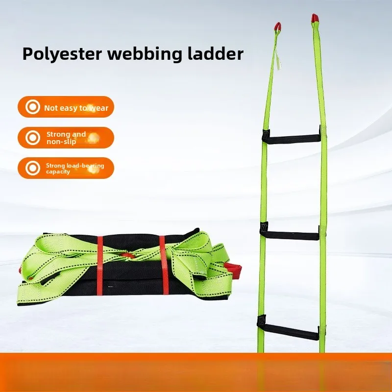 10M Escape Fire Soft Rope Ladder Outdoor Aerial Work Webbing Strong Bearing Capacity Non-slip Wear-resistant Rescue Ladder