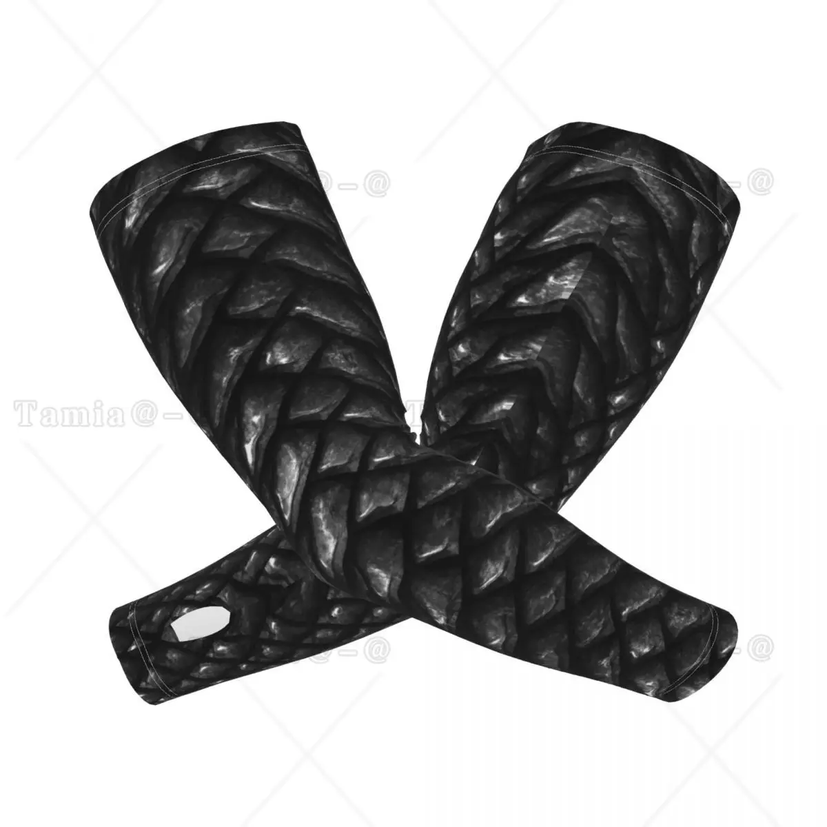 Lengan Pendingin Sisik Naga Hitam Lengan Olahraga Perlindungan UV Luar Ruangan