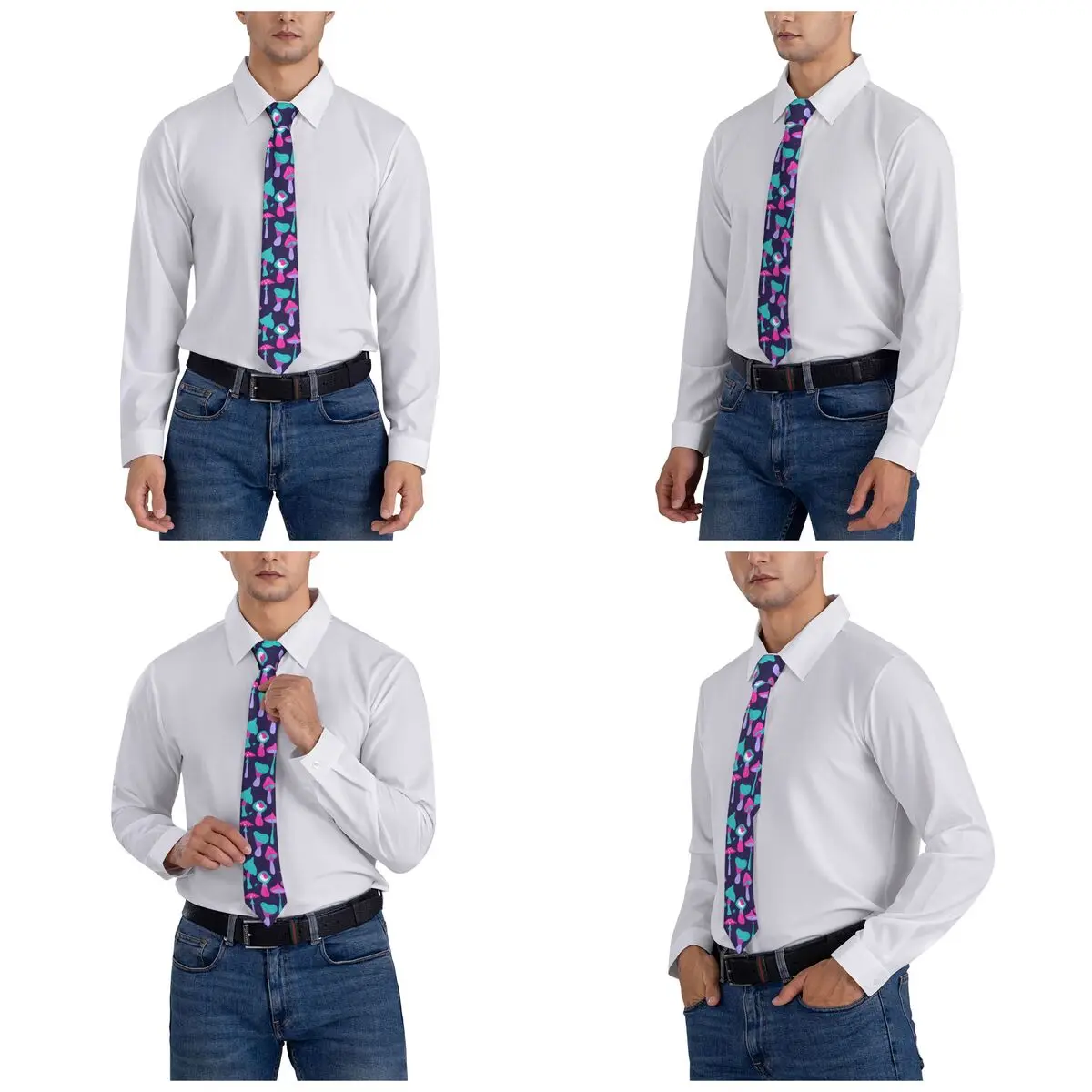 Funghi Divertenti Psichedelici Anni '60 Retro Cravatta da Uomo in Seta Poliestere 8 cm Cravatte Classiche per Camicia Accessori Cravatta Business