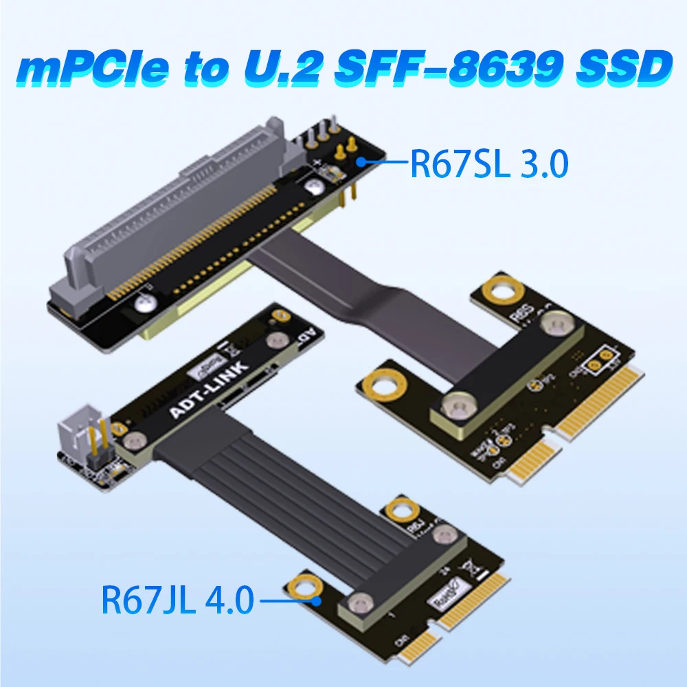 

ADT R67 mPCIe Mini-PCIe к U.2 SFF-8639 SSD беспроводной сетевой адаптер-удлинитель с поддержкой PCIe 4,0 3,0