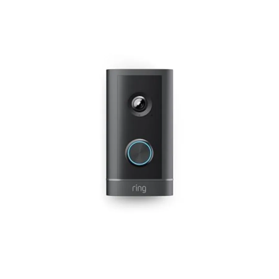 Wired doorbell for home security, metal housing, black, Power over Ethernet, 4K video, remote gate access, 10x zoom, low-light
