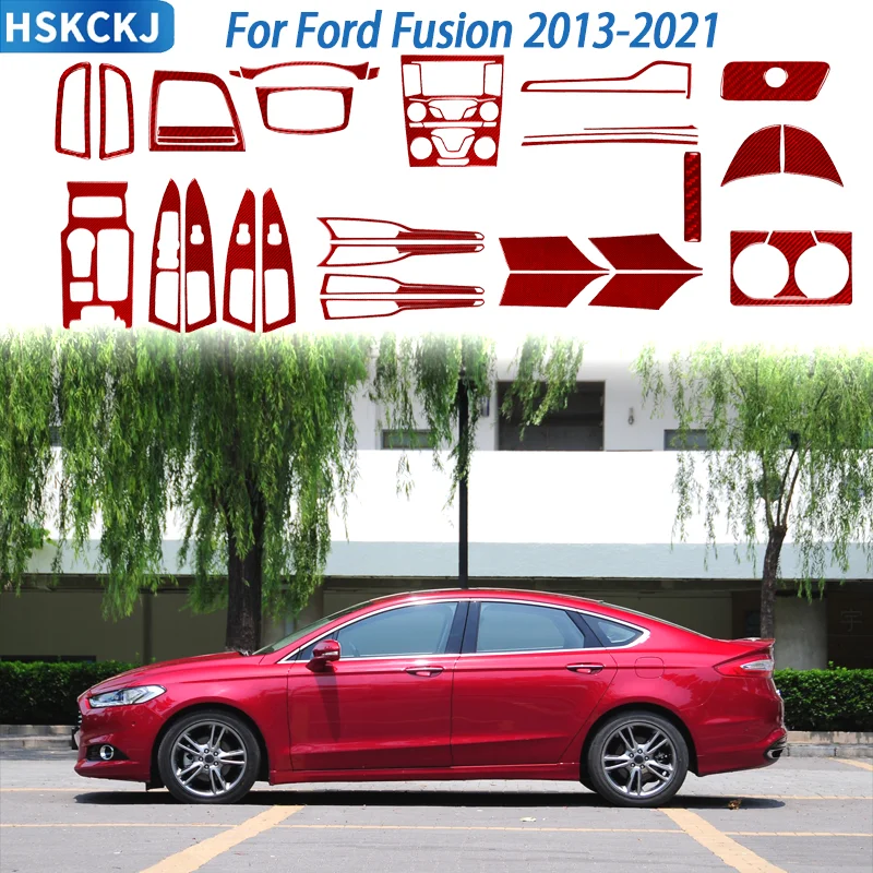 

Декоративные наклейки из углеродного волокна для Ford Fusion 2013-2021: накладки на дверные ручки, держатели для стаканов, элементы отделки панелей дверей, автомобильные аксессуары.
