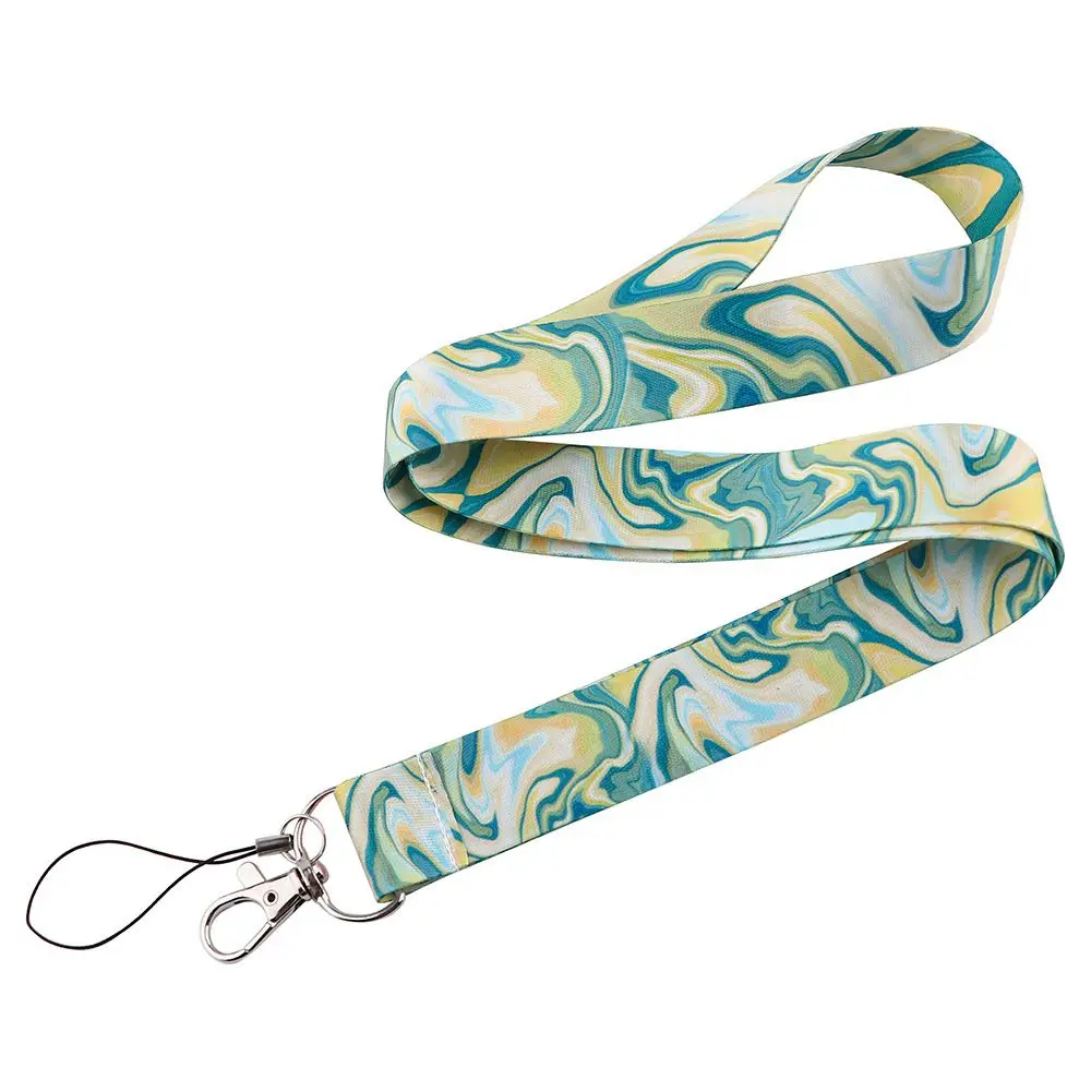 Mobile Phone Strap Name Tag Holder Webbings Ribbon Hang Rope Marble Printing Lanyard Phone Hang Rope Neck Straps Phone Lanyard