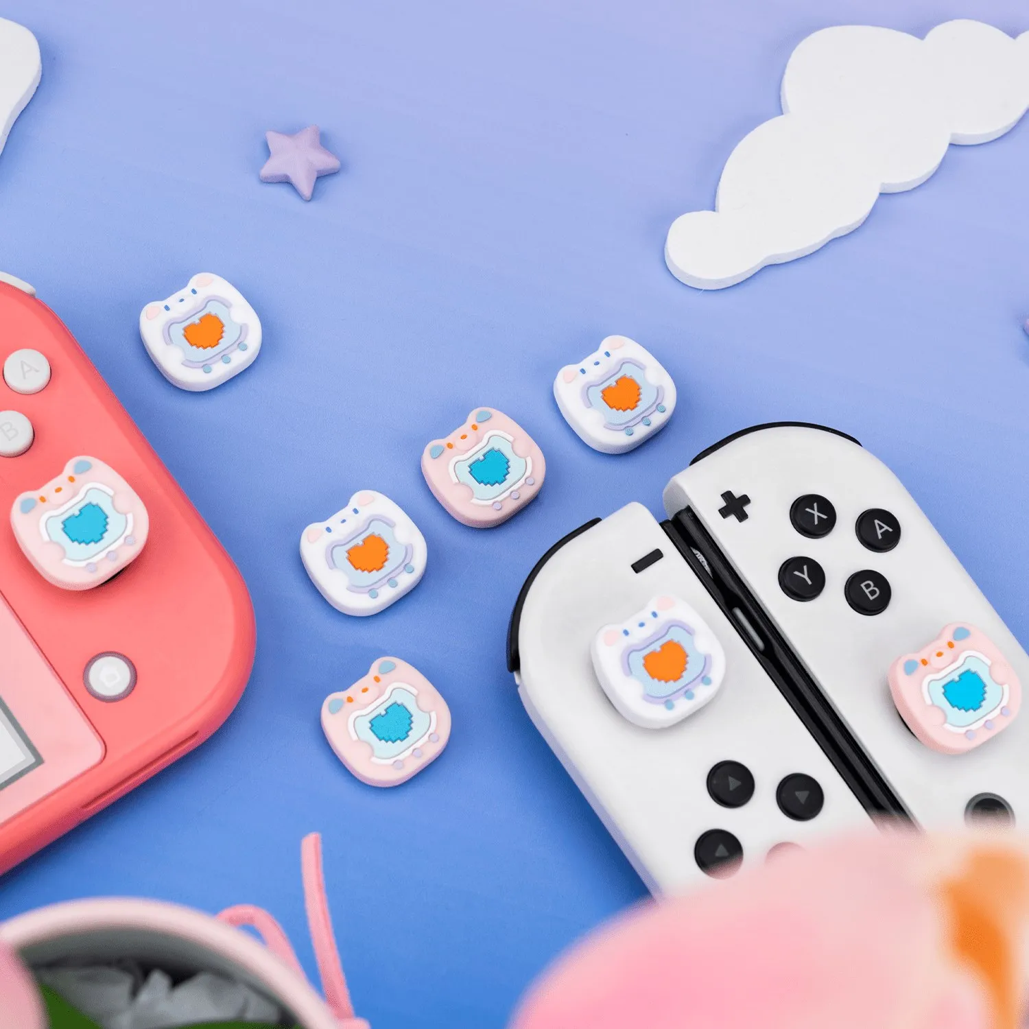 GeekShare 엄지 그립 캡 조이스틱 커버, 닌텐도 스위치, OLED, 라이트 애니멀 시리즈, 닌텐도 스위치 액세서리, 19 종류 4 개