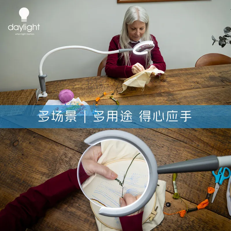 Clip-on hose magnifying glass desk lamp