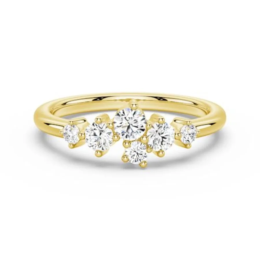 MSBLUE 1.8mm Promise Ring, Round Cut Moissanite Wedding Ring for women