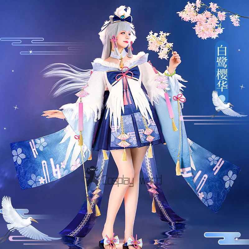 

Game Genshin Impact Kamisato Ayaka‌‌ Cosplay Costume Wig Shoes Women Sweet Dress Carnival Uniform Anime Halloween Clothes