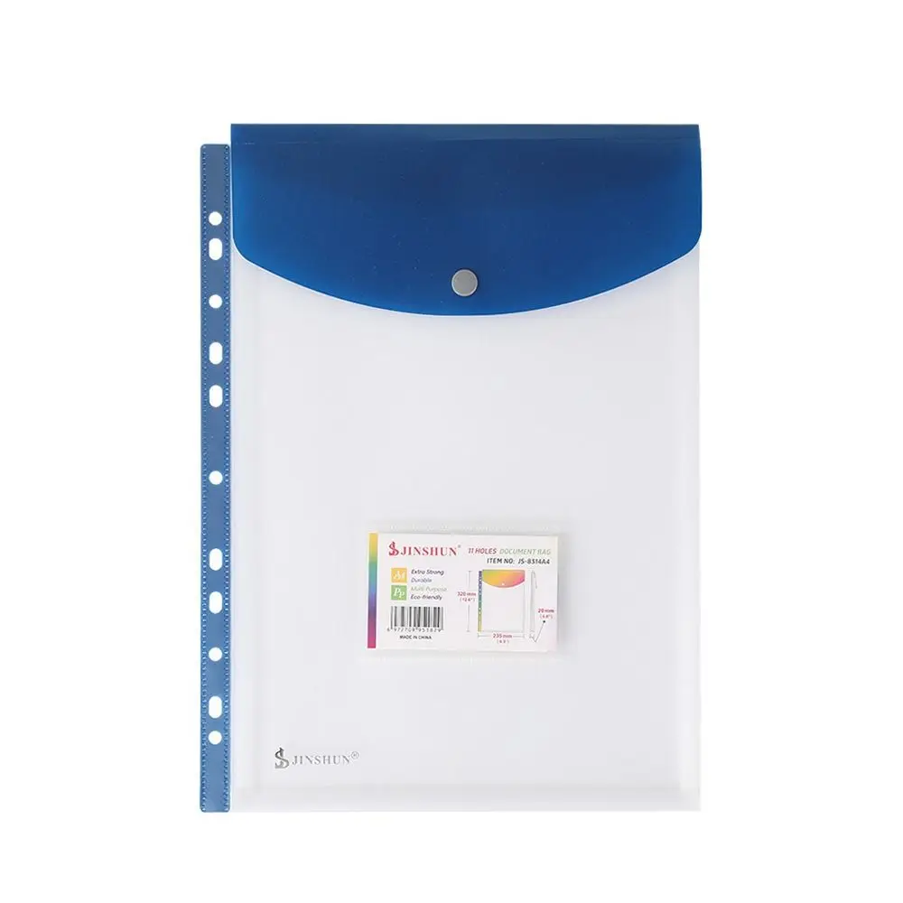 6 pcs Simple Design PP Binder Folders Clear 11 Holes Punched Pockets Loose Leaf Snap Closure Label Loose-Leaf School