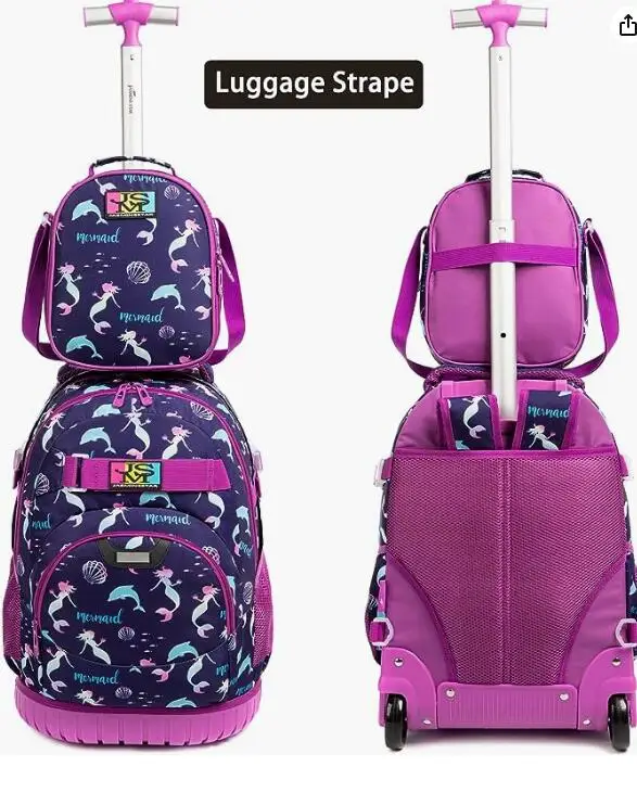 Imagem -02 - Jasminestar-bolsas de Carrinho Escolar para Meninos e Meninas Bolsas de Bagagem Mochila Infantil de 18 com Rodas