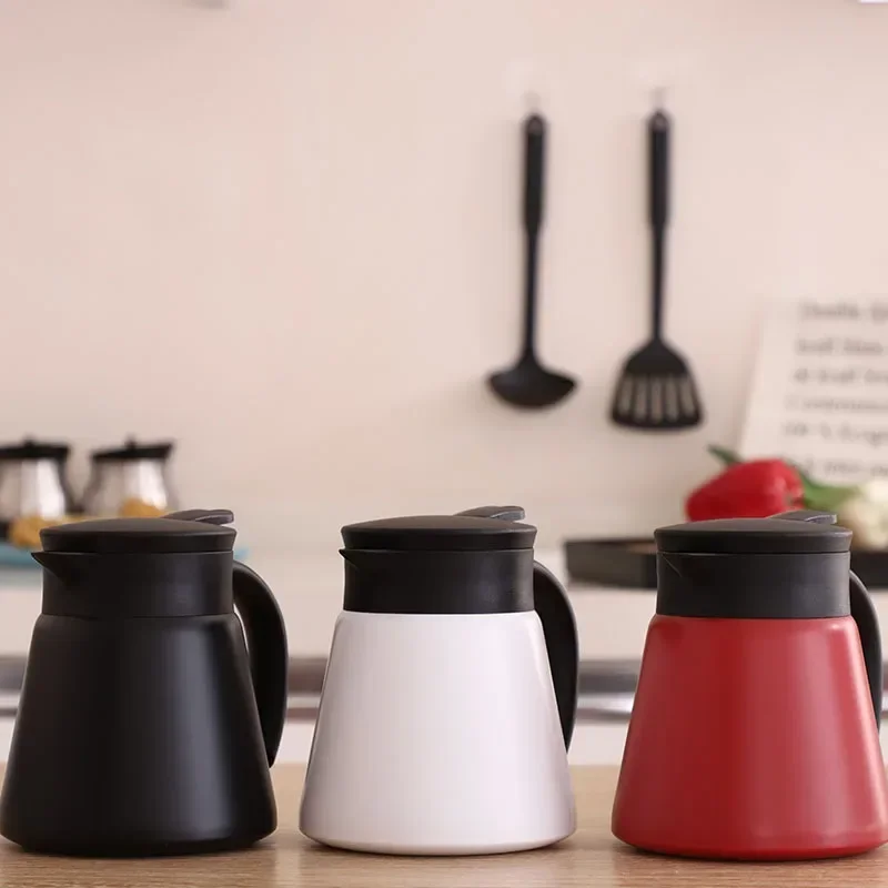 680/880ml 304Stainless Steel Double Wall Thermal Coffee Carafe Thermos Keep Beverages Hot for Home Office Red Black White
