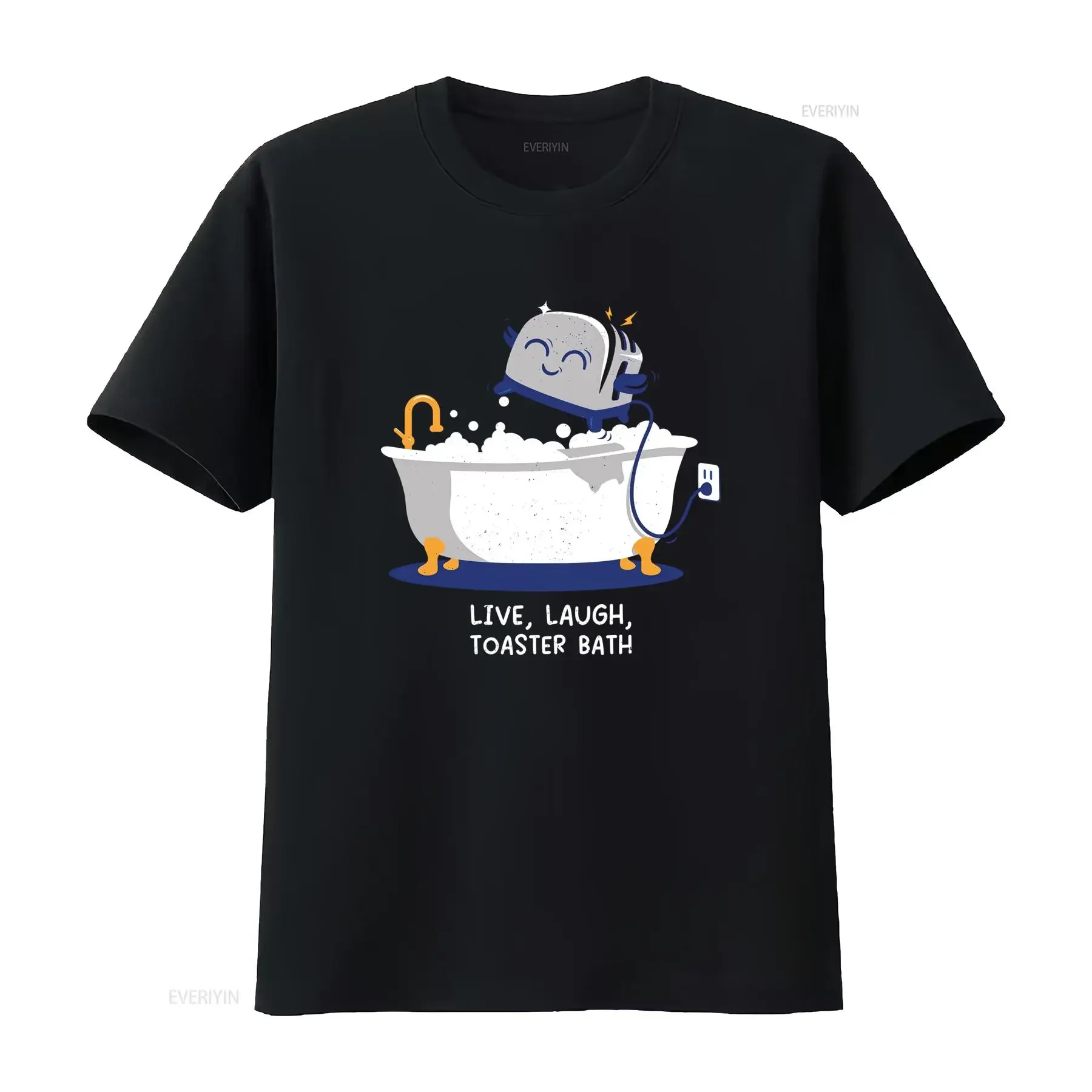 Funny Live Laugh Toaster Bath T Shirt for Casual vintage Washed Soft streetwear Stylish fashion homme Stretched Breathable