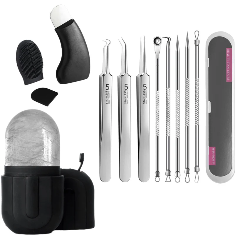 Ensemble de beauté pour soins du visage, rouleau à glace pour les yeux, clip cellulaire, pelle à points noirs, ensemble combiné, nettoyage du visage, outils de soins de la peau