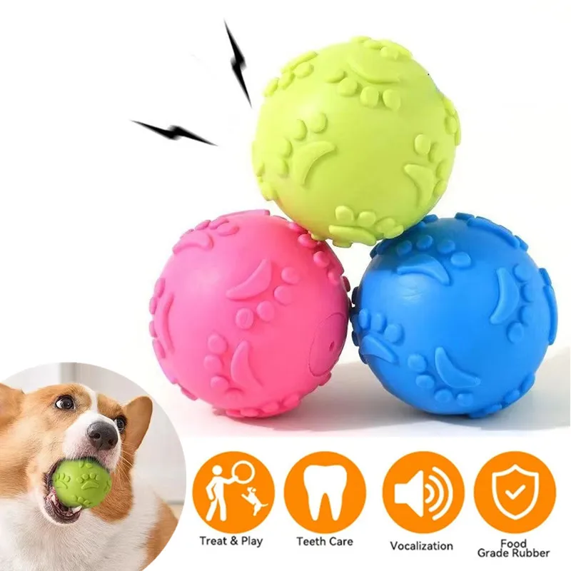 

Soft TPR Dogs Chew Toys Ball Interactive Training Toys for Small Large Dog Teeth Cleaning Bite-resistance Squeak Pets Supplies ﻿