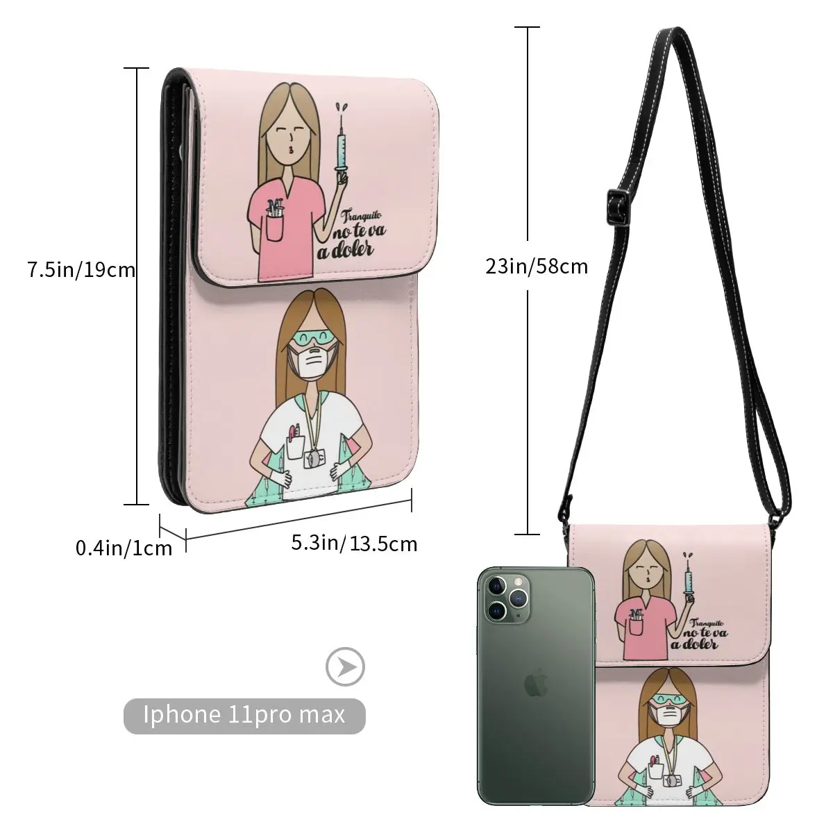 Enfermera En Apuros Small Crossbody Cell Phone Bag for Doctor Nurse Women Mini Over Shoulder Handbag Card Purse Wallet