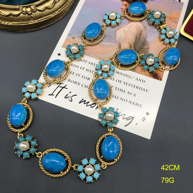 Draweye Flowers Dangle Earrings for Women Blue Geometric Palace Style Vintage Jewelry Fashion Dinner Party Aretes De Mujer