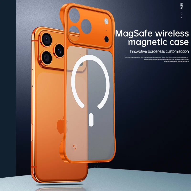 Matte, durchscheinende PC-Hülle ohne Rahmen für Magsafe, für iPhone 18 17 Pro Max Air 16, dünne, schlanke, randlose magnetische kabellose Schutzhülle