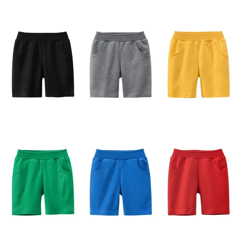 2024 Summer Children Shorts Cotton Shorts for Boys Girls Solid Color Toddler Panties Pocket Kids Beach Short Sports Pants Baby